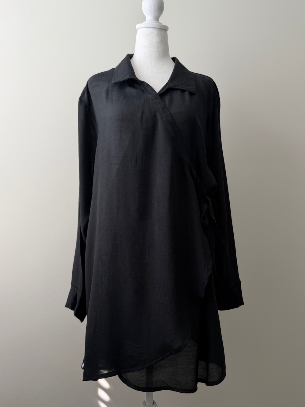 NWOT Black Long Sleeve Wrap Tunic Dress or Beach Cover-Up